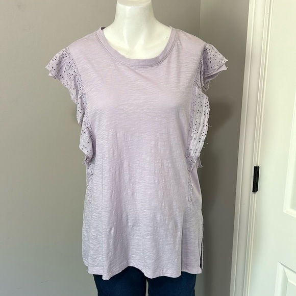 Pilcro Tops - Anthropologie Pilcro Sustainable Ruffle Sleeved Tunic Top Lavender Sz S NEW